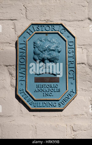 Distretto Storico Nazionale di segno, Annapolis, Maryland. Foto Stock