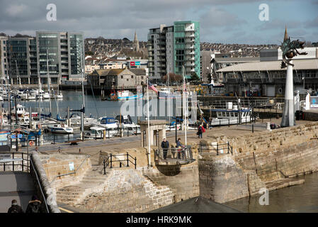 Il Mayflower Steps del Barbican in Plymouth South Devon England Regno Unito Foto Stock