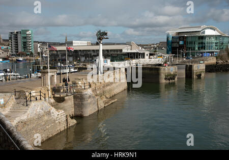 Il Mayflower Steps del Barbican in Plymouth South Devon England Regno Unito Foto Stock