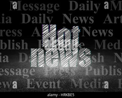 News concept: Hot News in grunge dark room Foto Stock