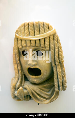 Maschera drammatica in pietra - romana, i-II secolo d.C. Foto Stock