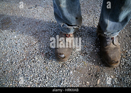 Workmans acciaio protettiva toed stivali da lavoro,usurata puntale in acciaio Foto Stock