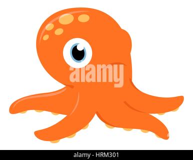 15211487 - arancione underwater polpo. vettore illustrazione cartoon Foto Stock
