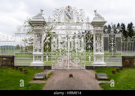 I cancelli di Chirk Castle Foto Stock