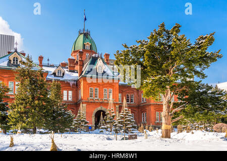 Sapporo, Giappone presso l'ex Hokkaido uffici governativi durante l'inverno. Foto Stock