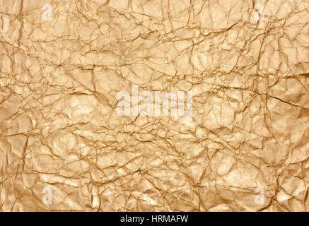 Oro texture di sfondo di carta sgualcita Foto Stock