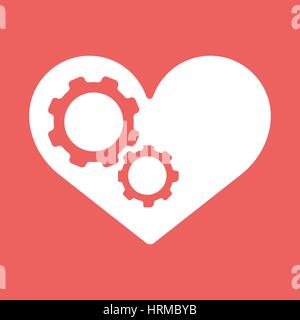 Cuore delle impostazioni. L'icona Impostazioni vettore Illustrazione Vettoriale