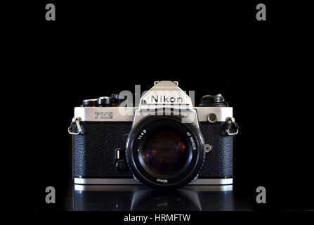 Vintage film Nikon fotocamera FM2 Foto Stock