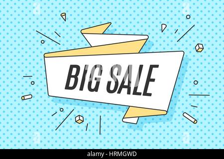 Nastro banner con testo grande vendita Illustrazione Vettoriale