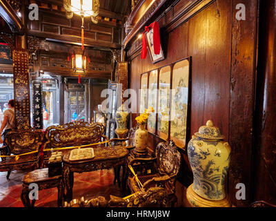 Interno della vecchia casa di Tan Ky. Antica città di Hoi An, Quang Nam Provincia, Vietnam. Foto Stock