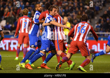 Stadio Riazor, La Coruna, Spagna. 2 marzo 2017. . La Liga Santander Giornata 25. Stadio Riazor, La Coruna, Spagna. Marzo 02, 2017. Credito: VWPics/Alamy Live News Foto Stock