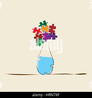 Vaso con fiori di puzzle Illustrazione Vettoriale