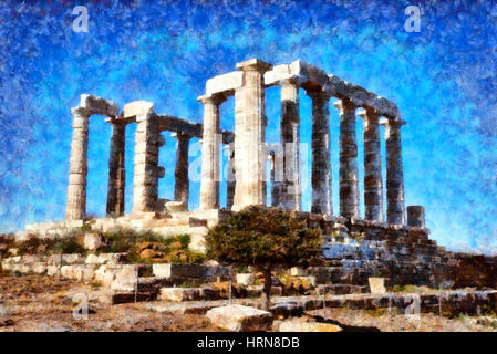 Tempio di Poseidone a Capo Sunio, Grecia Foto Stock