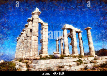 Tempio di Poseidone a Capo Sunio, Grecia Foto Stock