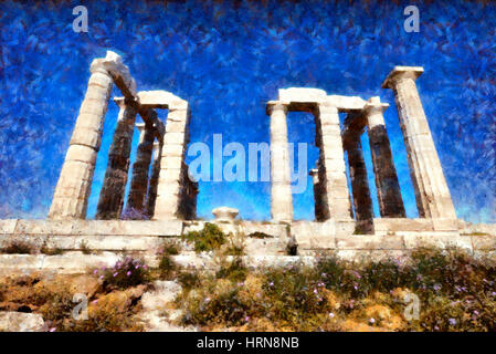 Tempio di Poseidone a Capo Sunio, Grecia Foto Stock