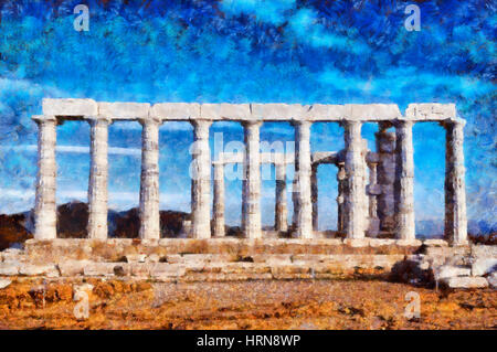 Tempio di Poseidone a Capo Sunio, Grecia Foto Stock