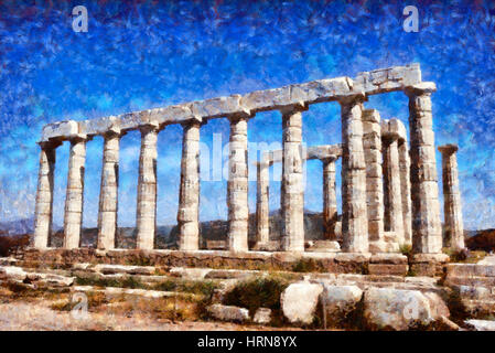 Tempio di Poseidone a Capo Sunio, Grecia Foto Stock