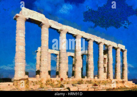 Tempio di Poseidone a Capo Sunio, Grecia Foto Stock