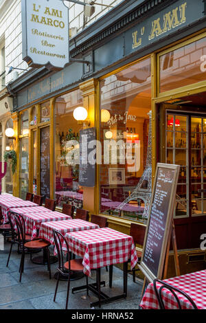 L'Ami Marco Ristorante nel passaggio des Panoramas, Parigi, Francia Foto Stock