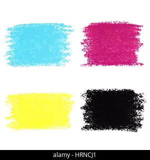 Set di CMYK il pastello macchie, isolati su sfondo bianco Illustrazione Vettoriale