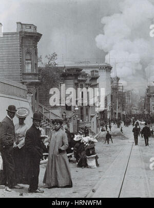 San Francisco terremoto e fuoco, 1906 Foto Stock