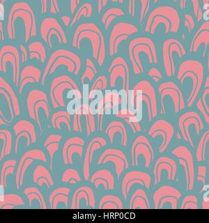 Seamless pattern astratti. Forme fatte a mano, guarda come onde, scala di pesce o di foresta, colori pastello. Geometria rilassata. Il design tessile. Illustrazione Vettoriale