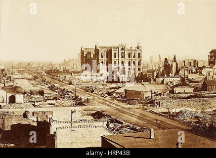 Il grande incendio di Chicago, 1871 Foto Stock