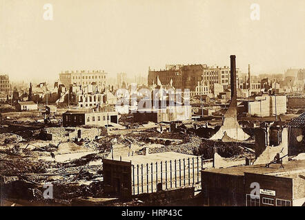 Il grande incendio di Chicago, 1871 Foto Stock