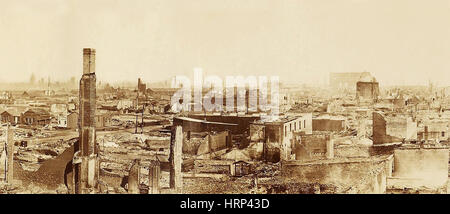 Il grande incendio di Chicago, 1871 Foto Stock