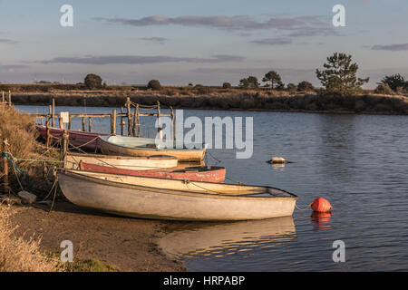 Barche sul fiume Auzance in Brem-sur-mer, Francia Foto Stock