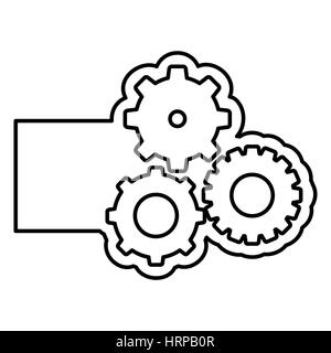 Contorno monocromatica con cambio di velocità delle ruote e i banner illustrazione vettoriale Foto Stock