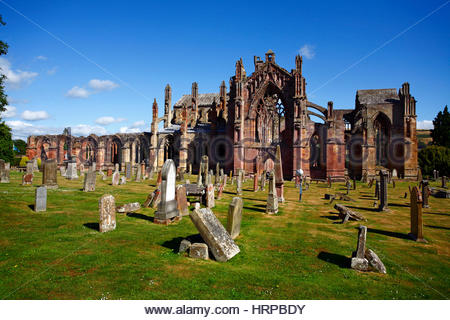 Melrose Abbey a Scottish Borders Foto Stock