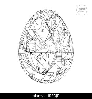 Uovo di Pasqua illustrazione vettoriale. Disegnato a mano vacanze astratta design in stile moderno. Pagina di colorazione. Illustrazione Vettoriale