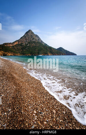 Incredibile paesaggio marino del Mediterraneo in Adrasan, Turchia Foto Stock