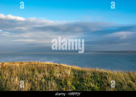 Vista da Carr Naze, Filey su una bella sera di settembre. North Yorkshire, Inghilterra. Foto Stock