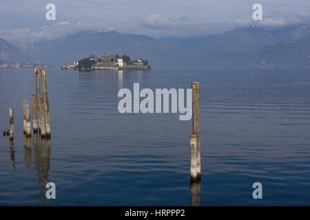 Il Lago Maggiore e il Lago Maggiore con iso bella delle isole Borromee. Italia settentrionale Foto Stock