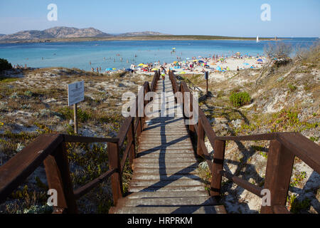 Passerella Pedonale alla spiaggia della Pelosa a Stintino, Sardegna, Italia Foto Stock