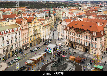 Prague Old Town Square, il centro storico di Praga, patrimonio mondiale dell UNESCO, Repubblica Ceca, Europa Foto Stock