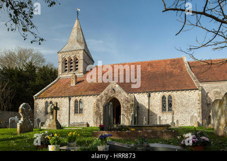 Inizio della primavera nel pomeriggio Slindon, West Sussex, in Inghilterra. Foto Stock