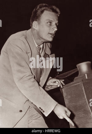 Billy Graham predicando a una tenda incontro a Los Angeles, California nel 1949. (USA) Foto Stock