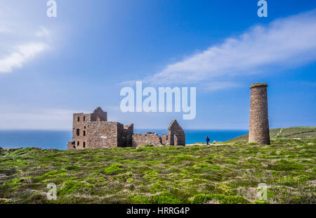 Regno Unito, Sud Ovest Inghilterra, Cornwall, Sant' Agnese Costa del patrimonio, la storica Cornish sito minerario di Wheal Coates, rovine del Capriccio motore Hou Foto Stock