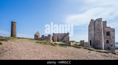 Regno Unito, Sud Ovest Inghilterra, Cornwall, Sant' Agnese Costa del patrimonio, la storica Cornish sito minerario di Wheal Coates, rovine di timbri e Capriccio Eng Foto Stock