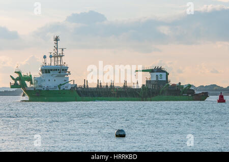 MV Reynaert, un fronte di tramoggia di aspirazione Draga, nel Solent. Foto Stock