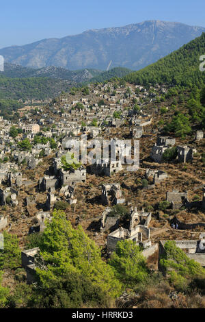 Le rovine di Kayakoy, Kaya valley, Turchia Foto Stock