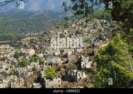 Le rovine di Kayakoy, Kaya valley, Turchia Foto Stock