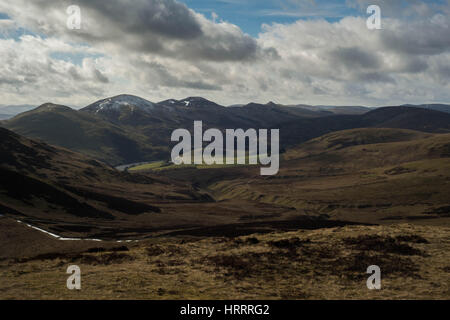 Vista di Pentland Hills da allermuir. Scotti legge, east kip, west kip, Foto Stock