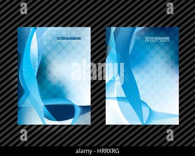 Identità aziendale modello blu layout design coperchio carta intestata brochure catalogo flyer. Illustrazione Vettoriale