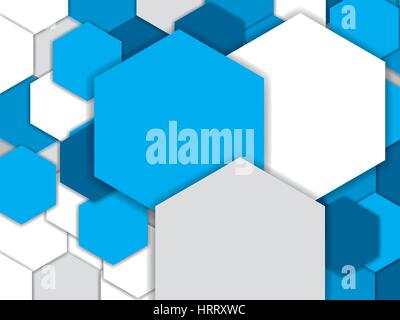 Abstract vettore sfondo blu e bianco modello con esagoni Illustrazione Vettoriale