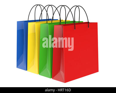 Shopping bags isolati su sfondo bianco del rendering 3D Foto Stock
