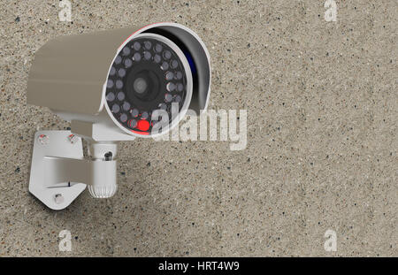La protezione CCTV fotocamera 3D rendering Foto Stock